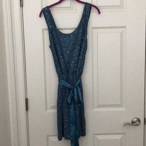 Express Glitter Teal Dress